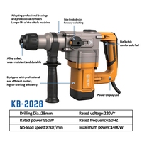 Marteau de démolition électrique 220V 28mm, moteur sans balais, conception portable, puissance 1400W, perceuse rotative pour