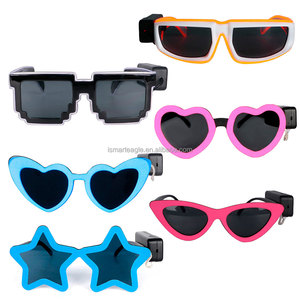 Cadılar bayramı partisi özelleştirilmiş tasarım Light up güneş gözlüğü Glow karanlık Neon EL tel Rave parti gözlüğü - Product Image 6