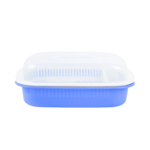 Bac de séchage de vaisselle rectangulaire moderne en plastique, empilable, avec couvercle, sans BPA, écologique, multifonctionnel et léger pour l'organisation - Product Image 1