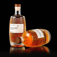 Bouteille diffuseur ronde vide en verre extra clair de 200 ml, 375 ml, 500 ml, 750 ml pour spiritueux, vin, gin, whisky, vodka, tequila avec bouchon en liège