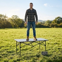 Table à manger pliante en acier carbone surdimensionnée, robuste, rectangulaire, pour le camping, le pique-nique, portable, 6 places, utilisation en extérieur