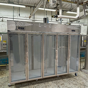 מקפיא תליית אנכי מסחרי 5 דלתות, תצוגת זכוכית קירור ישירה עבור בשר כבש בקר, ארון הקצב בסגנון קוסקו-25 ℃ - Product Image 4