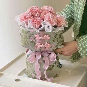 Nine-Colored Ribbon 4Cm Pleated Tulle Fishtail Texture Ruffled Floral Bouquet Ribbon Diy Craft Decor - Product Image 3