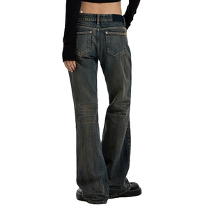 Streetwear maman pour femmes taille basse bouton braguette vintage pantalon en denim délavé dernier cri <span class=keywords><strong>jean</strong></span> pour femmes boyfriend - Product Image 3