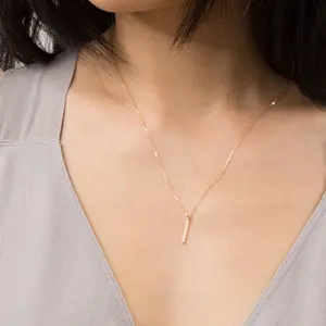 Fashionable Simple New Design Y Shape 316L Stainless Steel Long Chain Bar Pendant Necklace YX14984