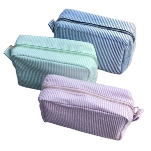 Caja de cosméticos Seersucker color rosa y azul marino, organizador de maquillaje, bolsa de algodón, bolsas de viaje para inodoro, 50 Uds. - Product Image 4
