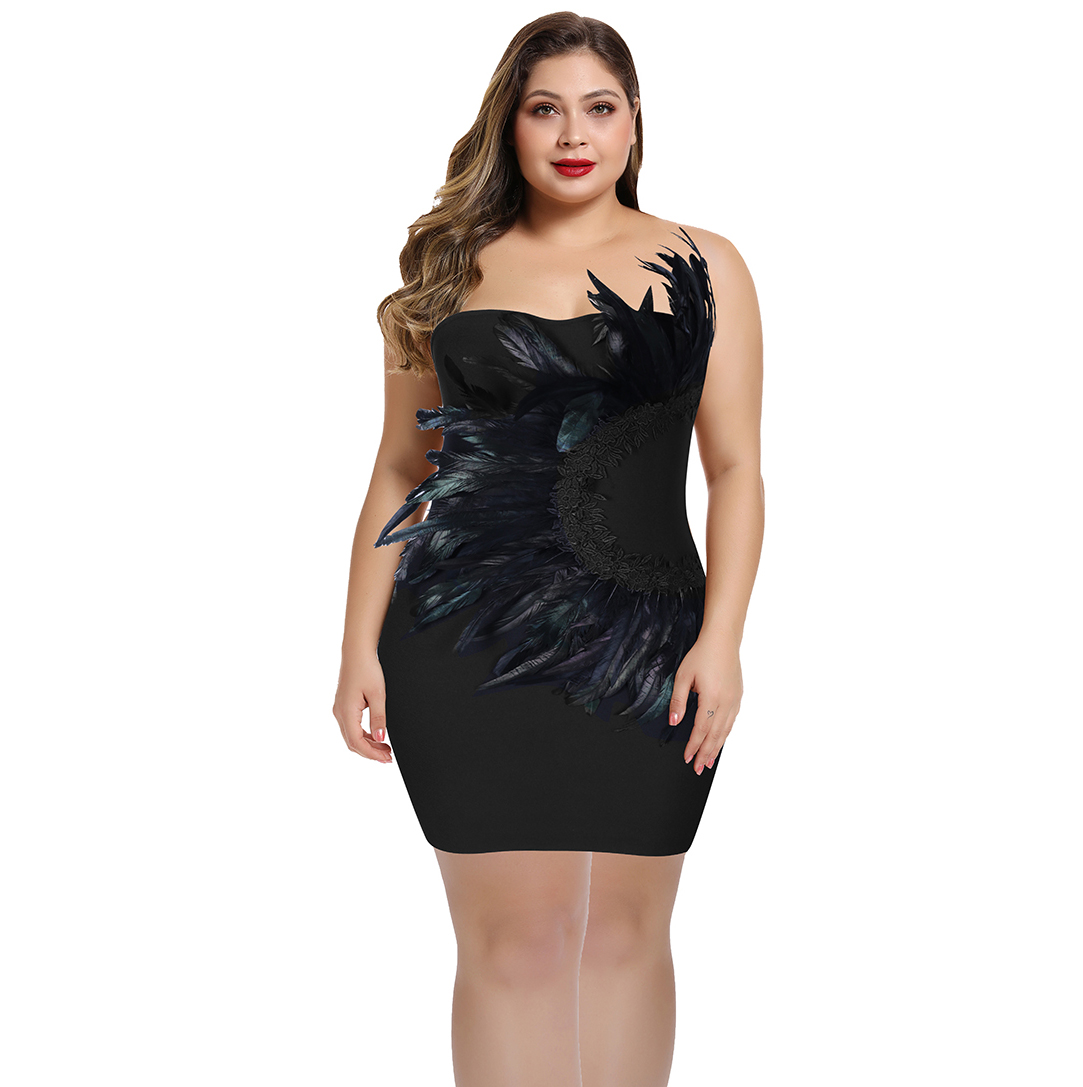 OEM без бретелек перо одежда поставщик Vestido De Dama Вечерние платья Женская одежда поставщики летняя одежда большого размера
