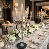 Candélabre en cristal à 13 bras, grand porte-bougie transparent, centre de table romantique pour mariage, décoration de table