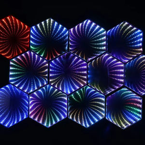 Lámpara LED RGB 3D con efecto de túnel de espejos hexagonal, luz ambiental de escritorio, sincronización con ritmo musical para juegos, luces decorativas para habitación - Product Image 5