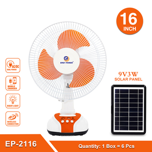 Quạt sạc pin 12 inch, giá cả cạnh tranh nhất, sử dụng điện AC/DC, sạc năng lượng mặt trời, tích hợp đèn LED, dùng cho trường hợp khẩn cấp - Product Image 6