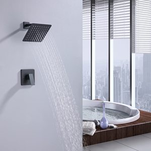 Sistema <span class=keywords><strong>Doccia</strong></span> a Pioggia Nero da Parete, Set <span class=keywords><strong>Doccia</strong></span> Monofunzione, Include Valvola di Ingresso Acqua - Product Image 2