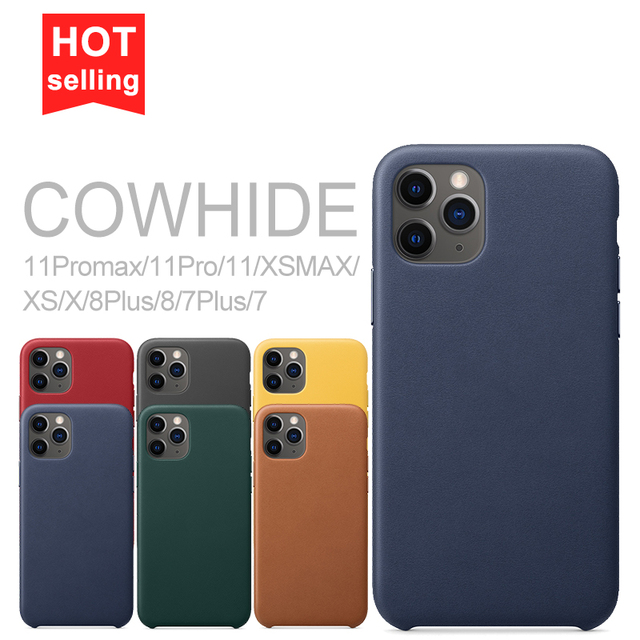 Wholesale Factory Custom Genuine Real Cowhide Leather Phone case Original Luxury Phone Cover for Iphone11pro Max X Xr Xs 8plus