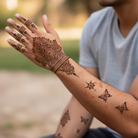Modèle d'autocollant de tatouage imperméable dessiné à la main, motifs géométriques ajourés, unisexe, impression par transfert d'eau, petite taille
