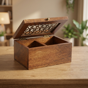 Boîtes de rangement utilitaires en bois de manguier/pêche/acacia, carrées, polies, faites à la main, gravées sur mesure, avec logo personnalisé BS International - Product Image 1