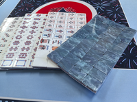 Nouvel ensemble de tuiles de mahjong américaines en marbre bleu clair pour la fête de l'Indépendance patriotique 2026, jeu de mahjong avion pour cadeau de vacances aux États-Unis