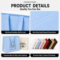 Sac de courses réutilisable en PP tissé, grande capacité, pour supermarché, usage quotidien, imperméable, durable, léger, logo personnalisé