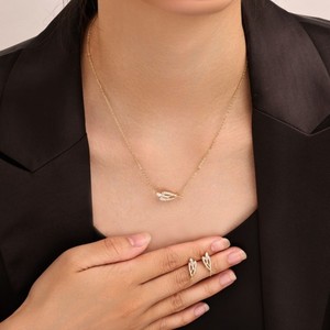 Shining Pearl Copper Jewelry Set Plant Shape Micro Insert Earrings <b>Necklace</b> Women's Party Fashion Luxury - Product Image 2