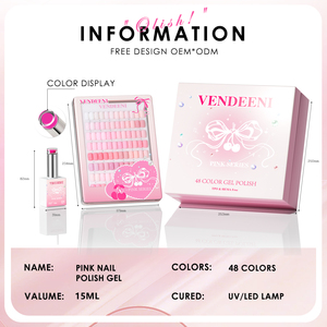 Vendeeni Sıcak Popüler Bahar 48 Renk Nude Pembe Jel Oje Seti Kutusu TPO HEMA İçermez OEM Özel Pembe Jel Oje Koleksiyon Seti - Product Image 3