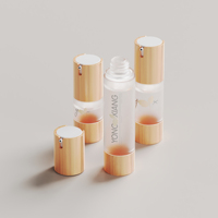Flacon pompe sans air cylindrique 15ml 30ml 50ml en ABS AS PP pour emballage de lotion et crème, forme pour nettoyant visage, logo personnalisé