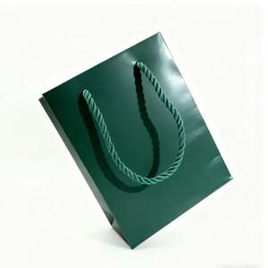 Sacs de shopping classiques en papier d'art biodégradable, recyclable et réutilisable, avec poignée en ruban, marque Spring, laminage UV - Product Image 1