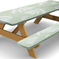 HuiHe Achat en gros de housses universelles personnalisées en PVC pour table/banc de pique-nique d'extérieur, résistantes à la saleté, avec bordure élastique, nappe en PVC