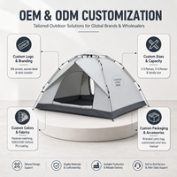 Tente instantanée de camping extérieur, pliable, simple, à ouverture rapide, imperméable, pour 3-4 personnes, en tissu Oxford, OEM/ODM