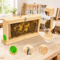 Boîte d'observation des abeilles en bois avec panneaux acryliques double face et aérations – Observatoire apicole pour cadres de ruche