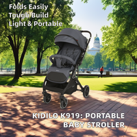 Kidilo K919 Poussette pour bébé portable et légère, plusieurs landaus pliables avec grandes roues pour le type de voiture de voyage