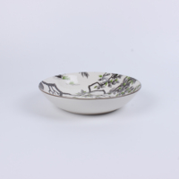 Service de table en céramique paysage à l'encre de Chine, ensemble de 3 pièces, assiettes empilables et bol profond à motif de branche d'arbre séchée vintage