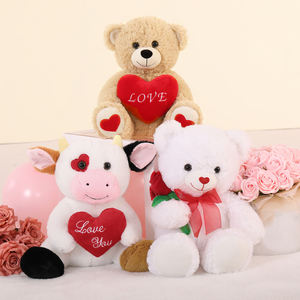 Sofort Lieferbar: Niedlicher Weißer Plüsch-Teddybär mit Blume als Bestes Geschenk für Freundin zum Valentinstag, Geburtstag, Jahrestag - Product Image 1