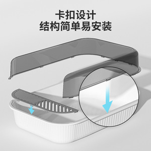 Bac à litière Semi-fermé King-size anti-éclaboussures, <span class=keywords><strong>toilettes</strong></span> pour chats, fournitures, bac à litière - Product Image 4