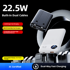 Batterie externe de haute qualité avec logo personnalisé, <span class=keywords><strong>20000</strong></span> <span class=keywords><strong>mAh</strong></span>, PD22.5W, charge rapide, affichage numérique, avec deux câbles - Product Image 2