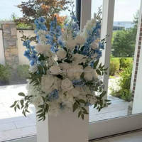Hochzeitsblumen MoKtong Einfach zu Befestigende 80cm Blau-Weiße Phalaenopsis-Orchidee Seidenblumenkugel für Eingangsbereich-Dekoration