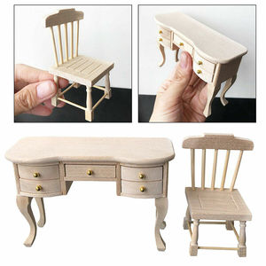 Meubles de poupée en <span class=keywords><strong>bois</strong></span> 1:12 échelle maison de poupée Miniature chaise en <span class=keywords><strong>bois</strong></span> tiroir bureau jouet cadeau - Product Image 3