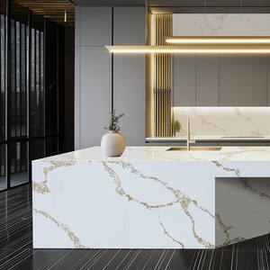 Runpin Vàng Trắng Nhân Tạo thạch anh đá slab chống thấm chống xước vết bằng chứng sinh thái thân thiện đánh bóng bề mặt bán buôn - Product Image 1