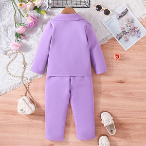 Traje de niña de primavera y otoño de suministro de fábrica, chaqueta Halter con monograma y pantalones de traje, traje de moda de Color sólido <span class=keywords><strong>para</strong></span> <span class=keywords><strong>niñas</strong></span> - Product Image 5