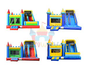 Lâu đài phao liên hoàn nhiều màu pastel mới năm <span class=keywords><strong>2025</strong></span> có cầu trượt, cho thuê - Product Image 5