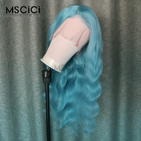 Peluca de Cabello Humano Vietnamita Virgen con Frente de Encaje Transparente HD 13x4, Ondulado, Color Azul, Marca Privada OEM, 100% Cabello Humano