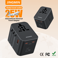 Adaptateur de voyage international ANRMESUN 25W PD pour ordinateur portable PC avec 2 ports USB-A et 2 ports USB-C, prise UK 100-240V, courant nominal 10A