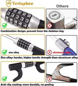 नई डिजाइन विरोधी चोरी स्टीयरिंग व्हील 5 अंक संयोजन ताला जल्दी रिलीज समायोज्य दबाना ताला सुरक्षा पासवर्ड ताला - Product Image 5