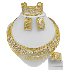 Yulaili – ensemble de bijoux en plaqué or de Style <span class=keywords><strong>italien</strong></span> et parure de bijoux pour demoiselle d'honneur nigériane de mariage, boucles d'oreilles, bague, collier, Bracelet - Product Image 2