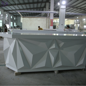 เคาน์เตอร์บาร์แช่เย็นแบบสั่งทำสีขาวรูปตัวแอลคุณภาพสูงจาก CorianS Solid Surface สำหรับร้านกาแฟทันสมัย บาร์ในบ้าน และคลับ - Product Image 2