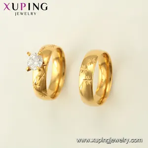 R-150 xuping bijoux gravé feuille motif mariage en acier inoxydable couleur or 24K proposer avec un cadeau bague bague
