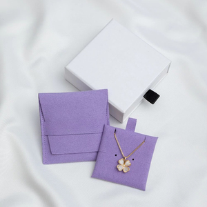 Bolsitas de Joyería Personalizadas de Color Morado de 8*8CM con Logotipo, Bolsa de Embalaje de Joyería de Microfibra con Inserto - Product Image 4