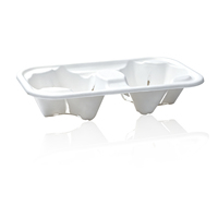 Support jetable en pulpe détachable avec plateau double base pour tasses de thé au lait, café et boissons à emporter