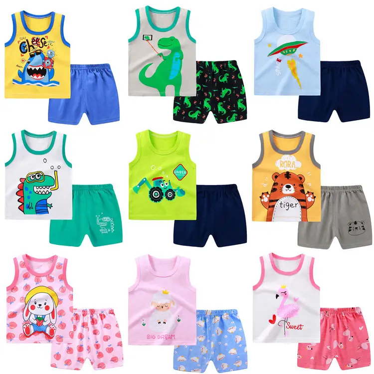 high quality summer cotton kids clothing newborn infant boutique baby boy girl clothes sets