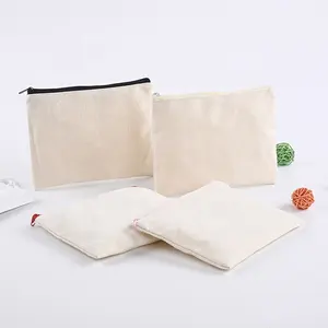 accept logo customized stock ready cosmetic bag Plain organic Organizer Gift cotton canvas cosmetic bag