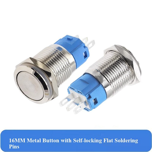 Interrupteur 1NO 3A 220V en acier inoxydable argenté de 16 mm, tête bombée/plaine, IP65, pour applications domestiques et automobiles - Product Image 3