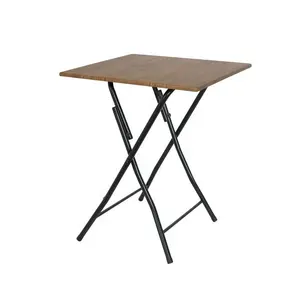 Multifunction Square Wooden Foldable Table With Metal Legs