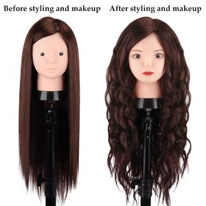 Testa di manichino capelli umani, bellezza stella testa di bambola per la pratica Hair Styling, 80% veri capelli cosmetologia trucco parrucchiere - Product Image 5
